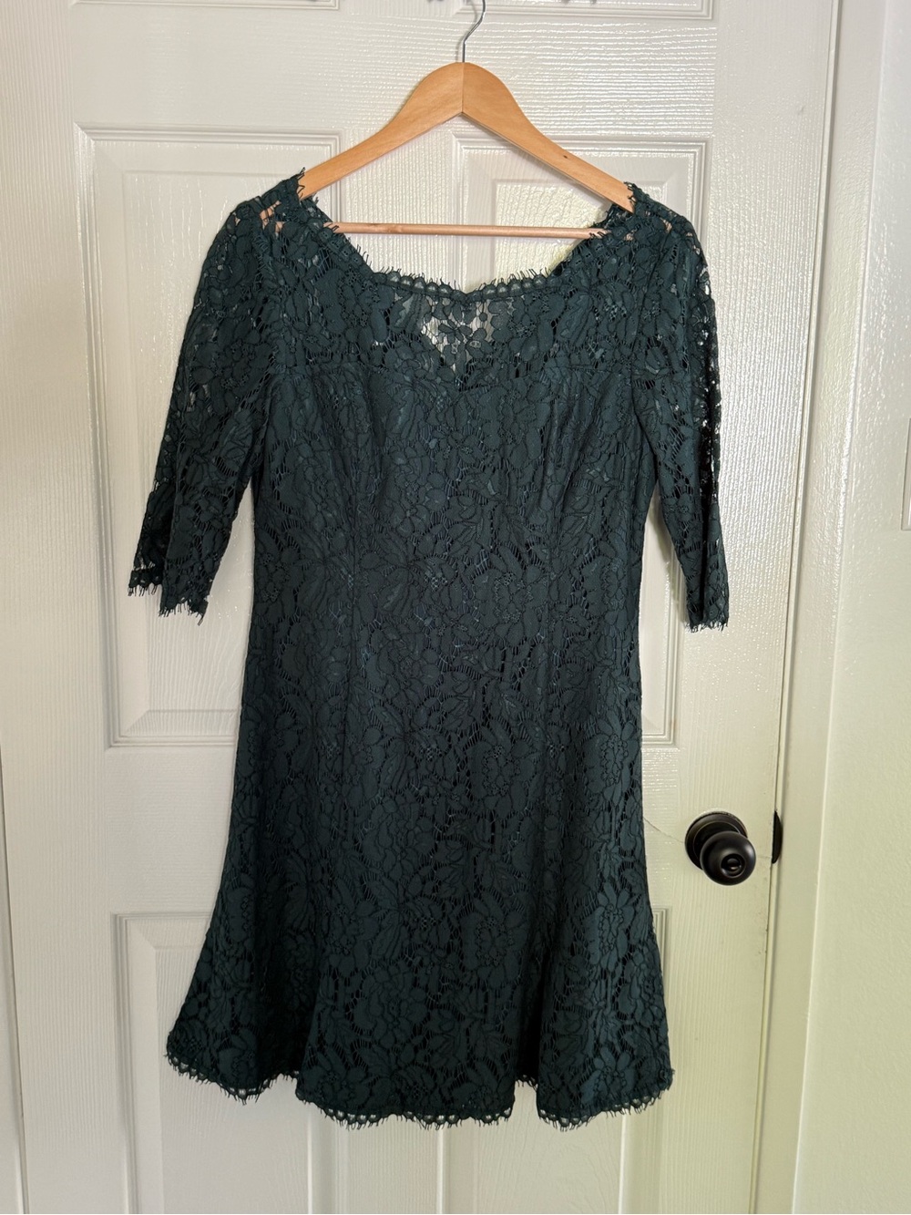Eliza J Dark Forest Green Floral Lace Cocktail Dress Size 10